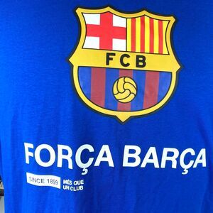 FC Barcelona T-Shirt Men’s Large Blue Força Barça Soccer Futbol Graphic NWT